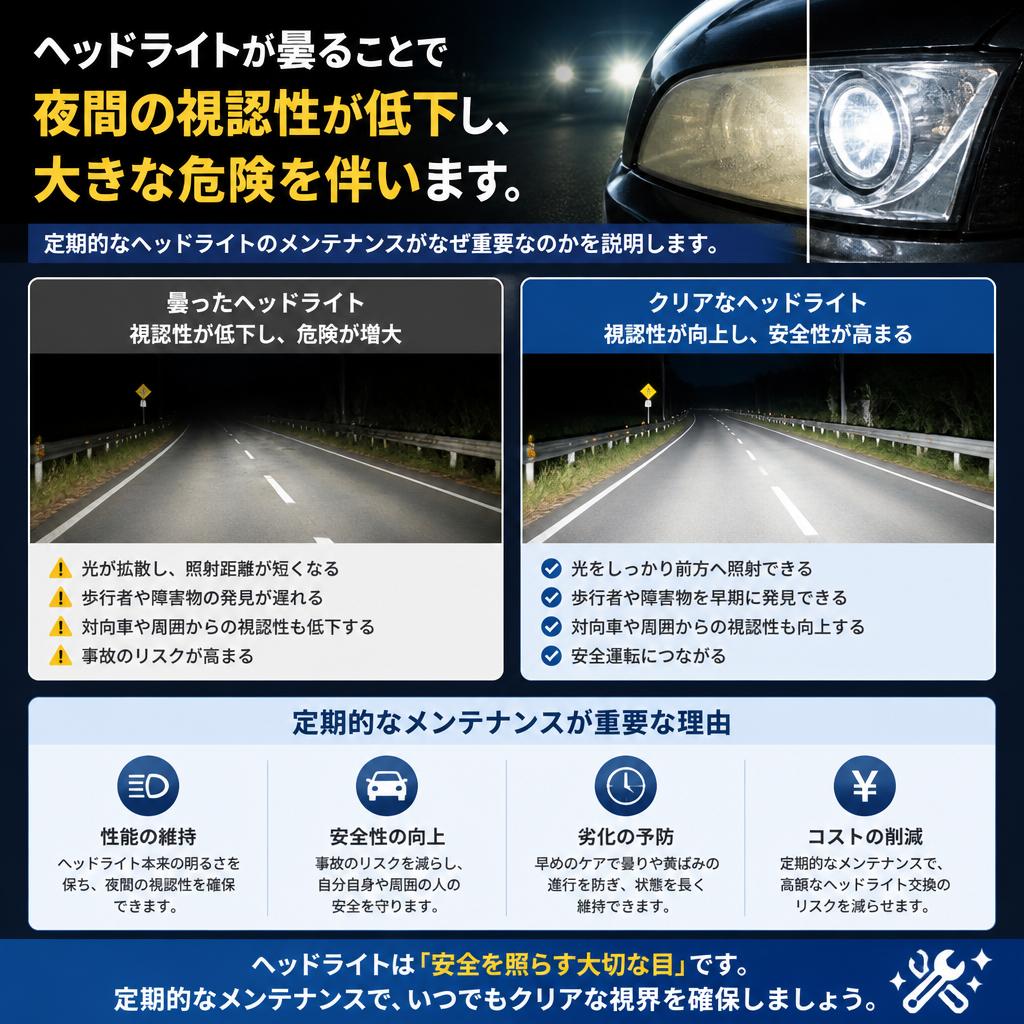 ヘッドライト研磨とコーティングの重要性