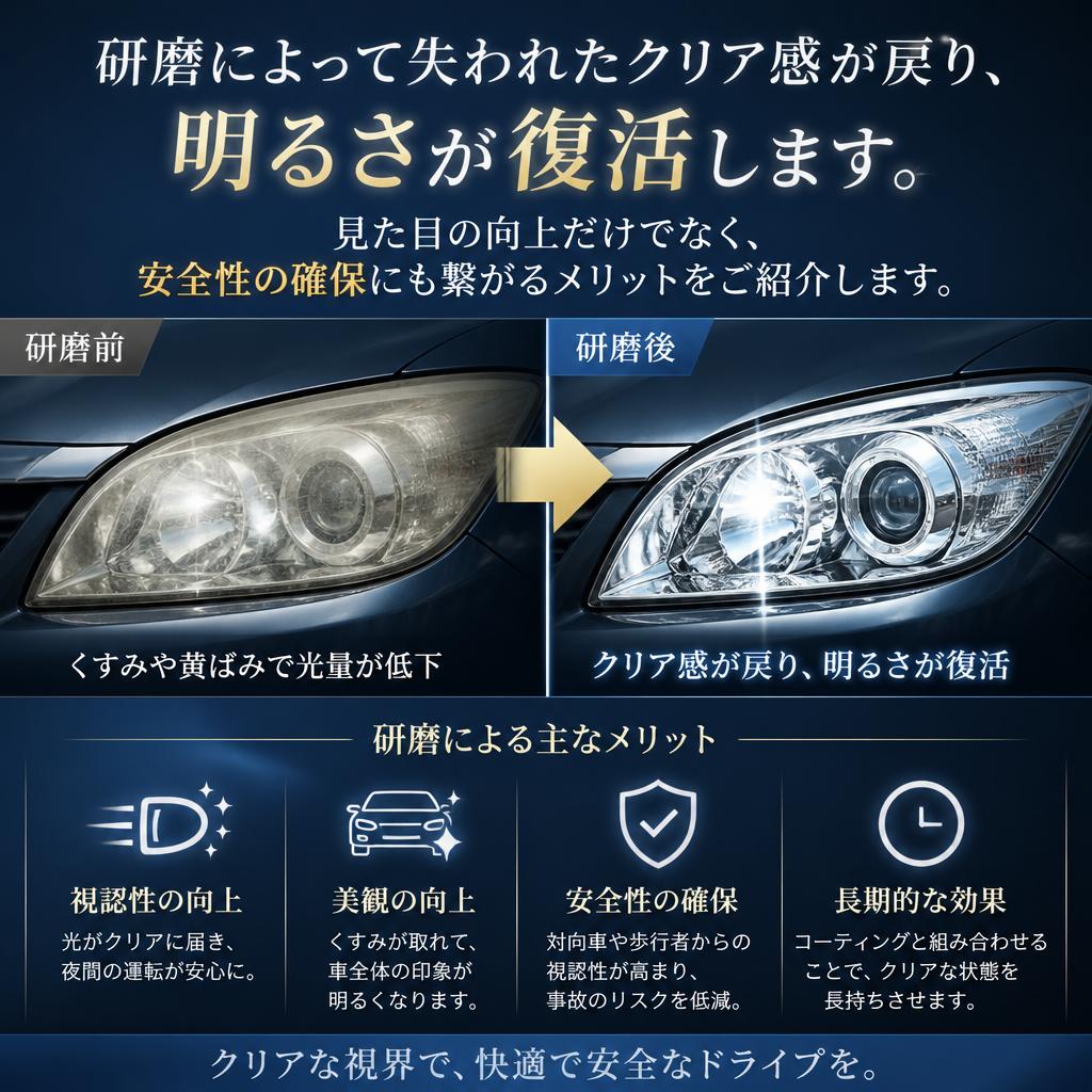ヘッドライト研磨のメリット