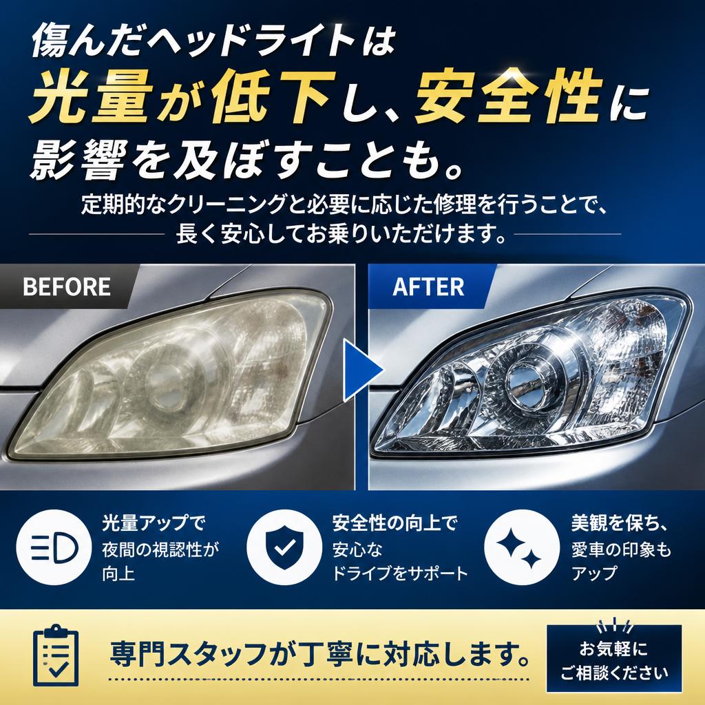ヘッドライト修理・クリーニングのススメ