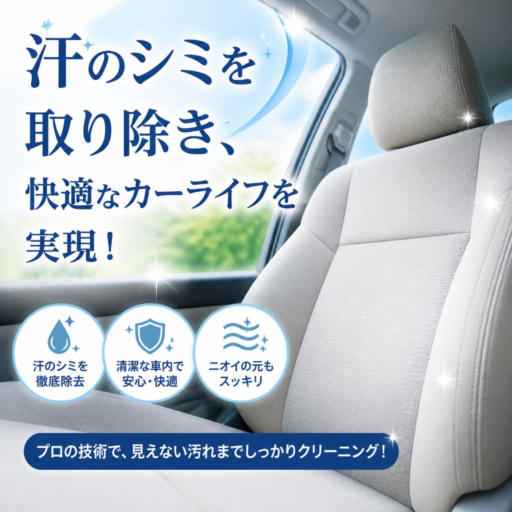 汗のシミを取り除き、快適なカーライフを実現！