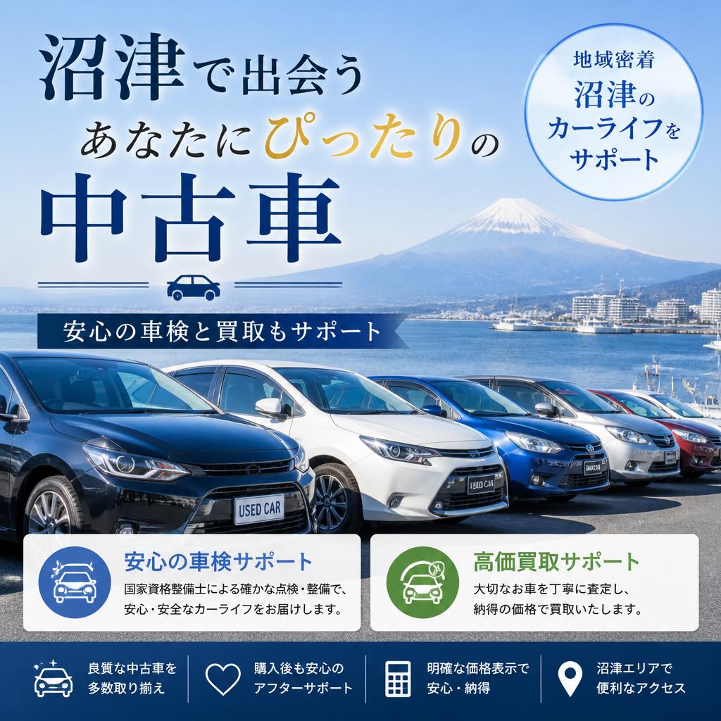 沼津で出会うあなたにぴったりの中古車、安心の車検と買取もサポート