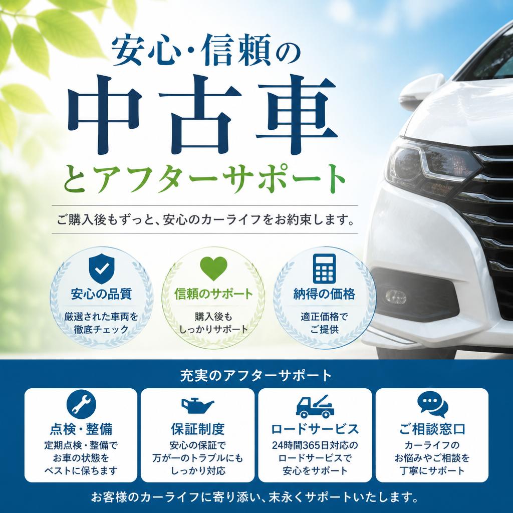 安心・信頼の中古車とアフターサポート