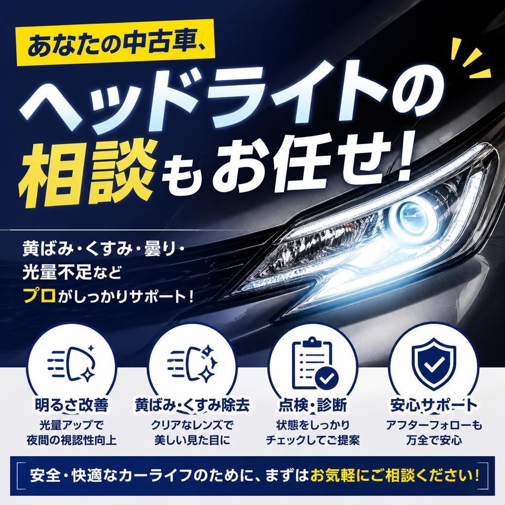 あなたの中古車、ヘッドライトの相談もお任せ！