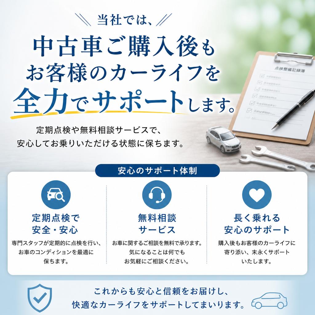 中古車購入後も安心のサポート