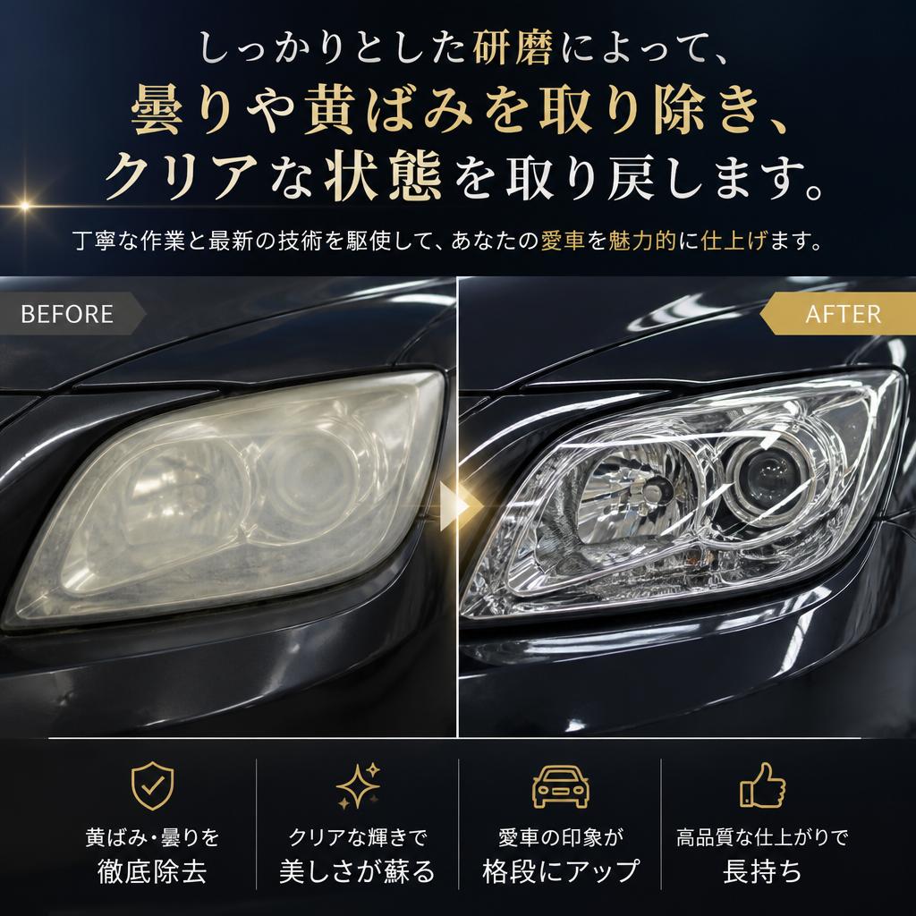 ヘッドライト研磨での効果的なアプローチ